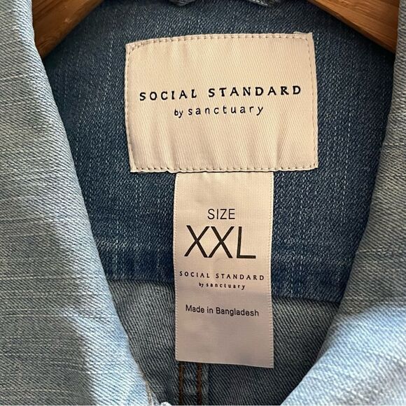Social Standard by Sanctuary Denim Jean Jacket Blue Cotton Blend - Picture 8 of 10